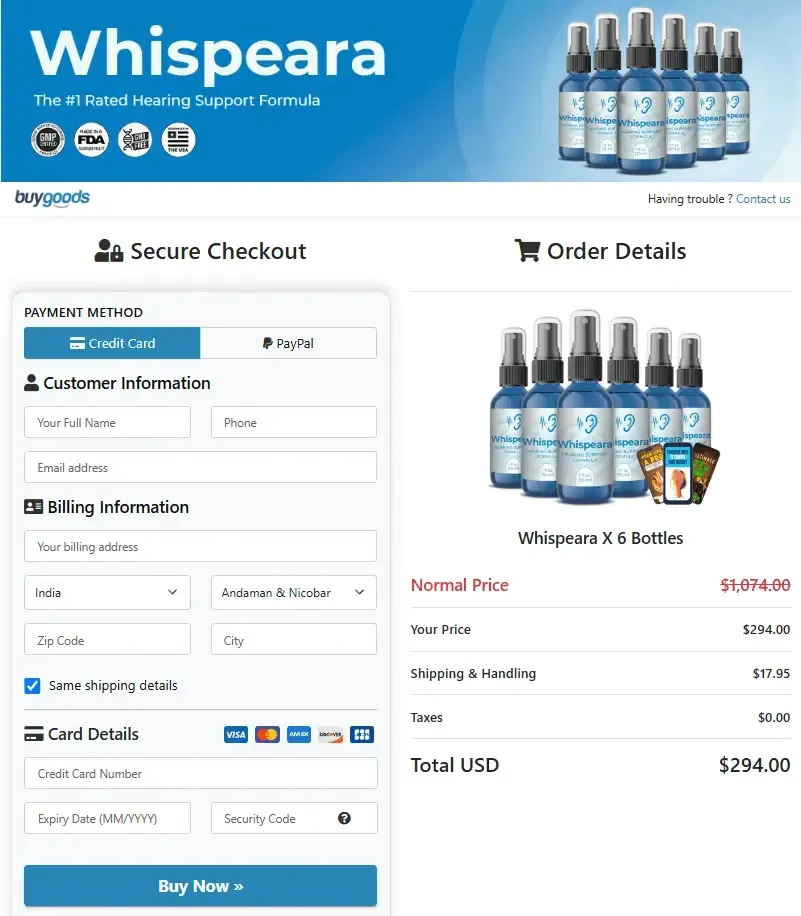 whispeara order